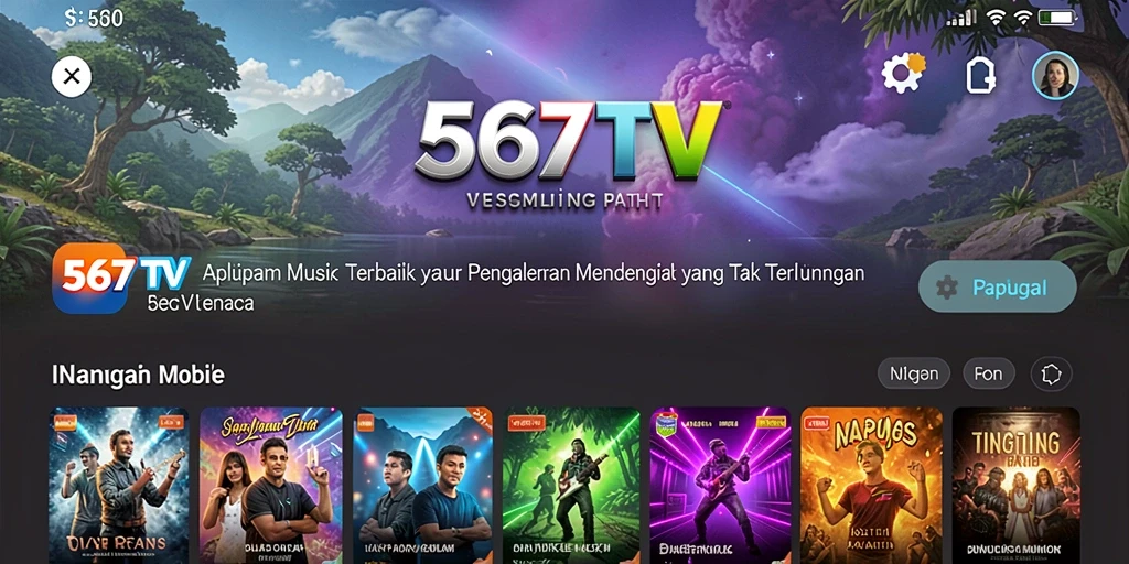 Tampilan gameplay 567TV dengan interface musik yang menarik.