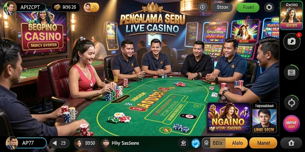Gameplay menyenangkan dari API77 yang menampilkan suasana Live Casino.