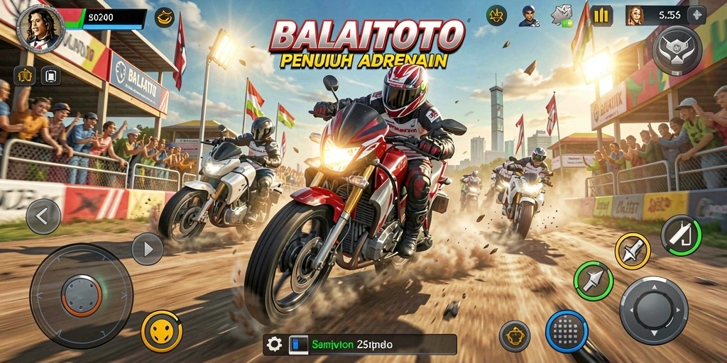 Screenshot gameplay BALAITOTO menampilkan balapan penuh kecepatan.