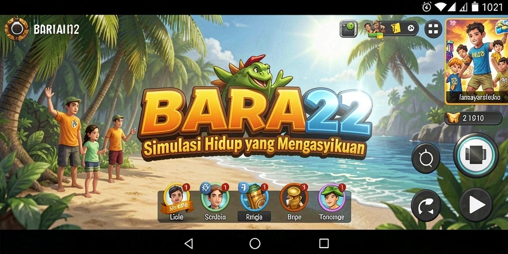 Gameplay menarik di BARA22 menunjukkan kehidupan sehari-hari karakter.