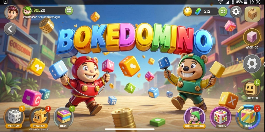Gameplay seru BOKEDOMINO yang menantang dan penuh warna.