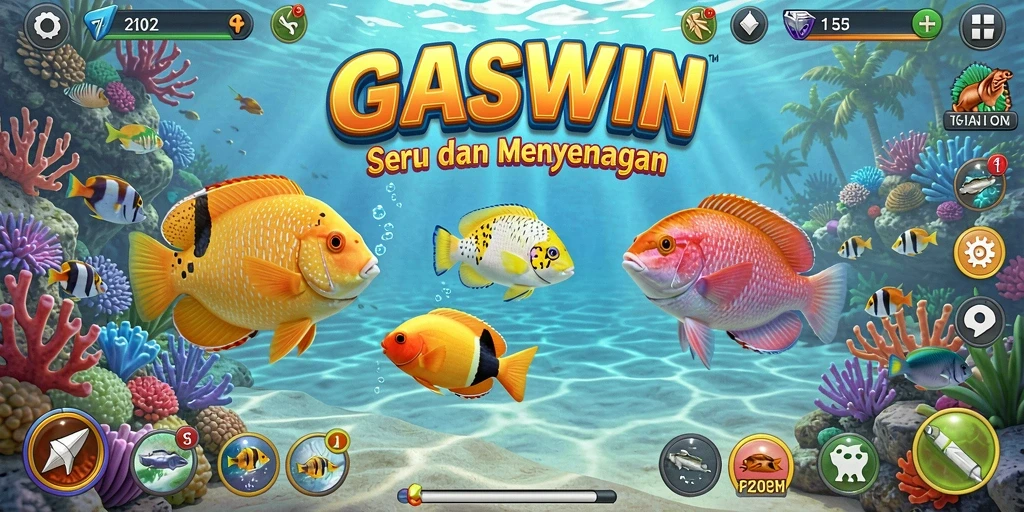 Screenshot GASWIN menunjukkan serunya gameplay Tembak Ikan.