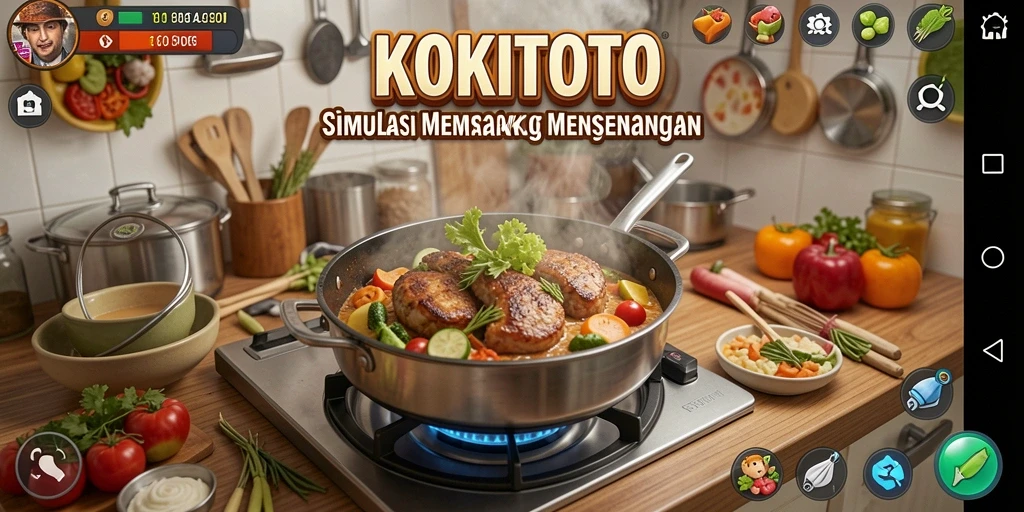 Tampilan menarik gameplay KOKITOTO saat memasak hidangan lezat.