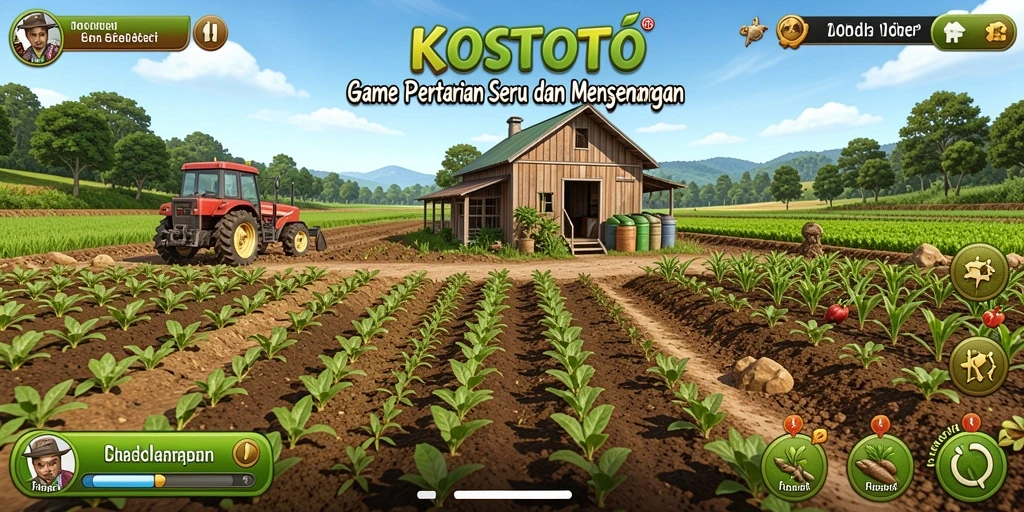 Screenshot KOSTOTO menunjukkan aktivitas bertani yang seru dan interaktif.