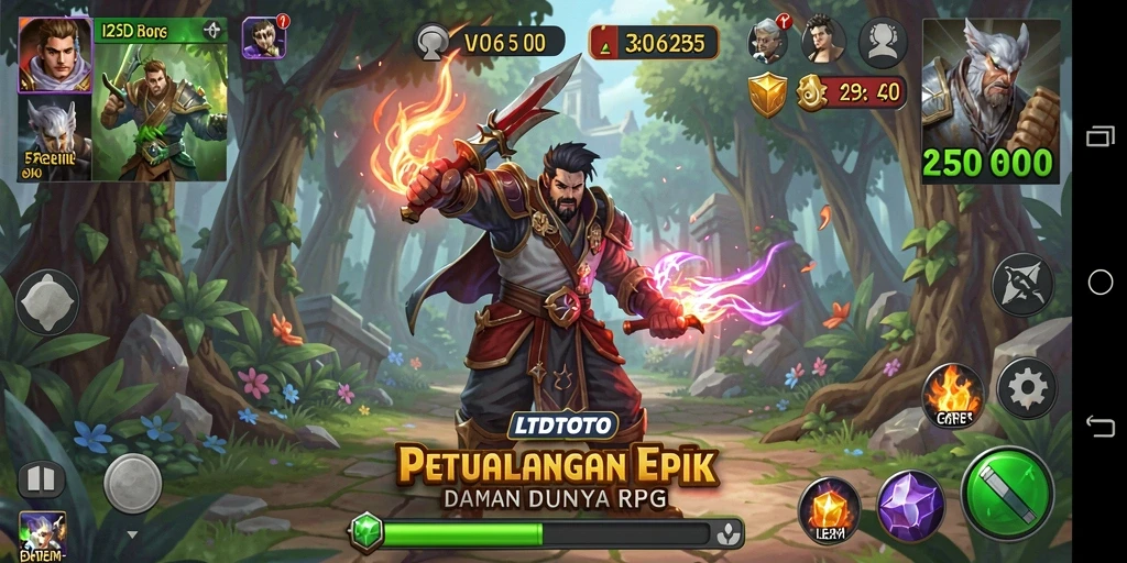 Tangkapan layar LTDTOTO menampilkan aksi pertarungan RPG yang mendebarkan.