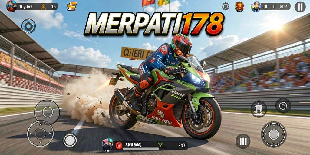 Tampilan gameplay seru di MERPATI178 dengan aksi balap motor yang mendebarkan.