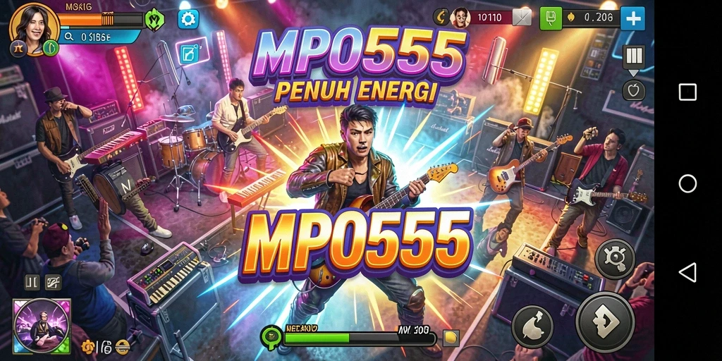 Screenshot MPO555 menampilkan gameplay seru dengan warna-warni dan alunan musik.