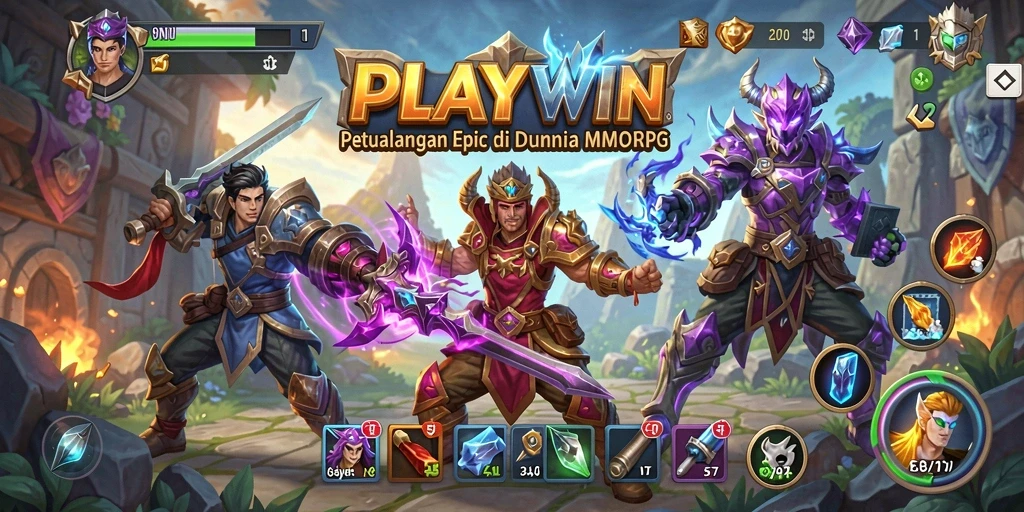 Tangkapan layar dari gameplay epik dalam dunia MMORPG