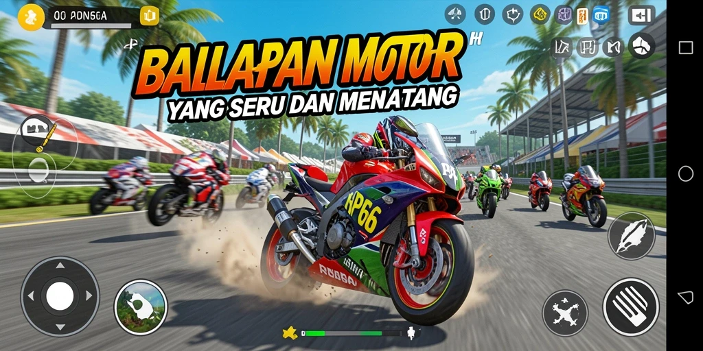 Tampilan gameplay balapan motor yang menakjubkan di RP66.