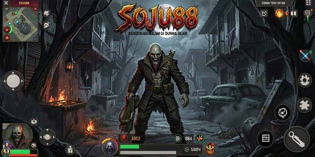 Tangkapan layar gameplay SOJU88 menampilkan suasana kegelapan yang mencekam.