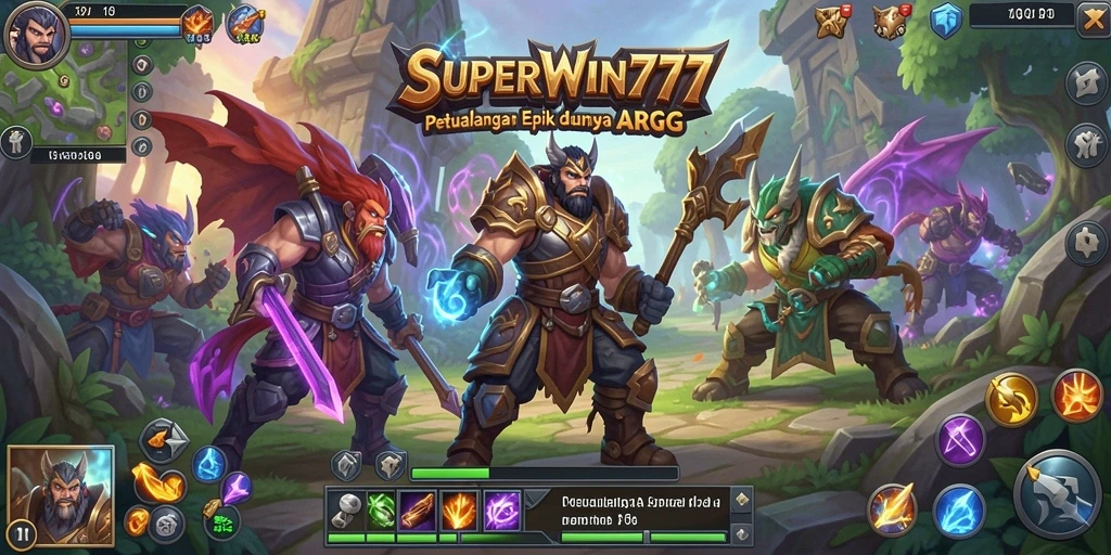 Screenshot SUPERWIN777 menampilkan aksi seru dalam pertempuran ARPG.