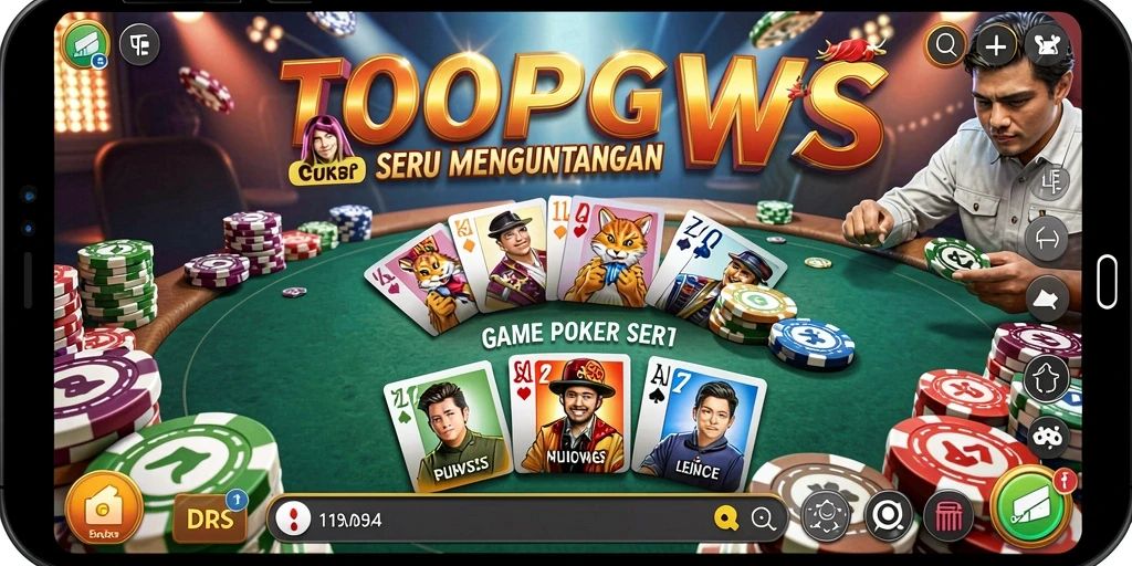 Tampilan screenshot TOOPGWS saat pemain beraksi di meja poker.