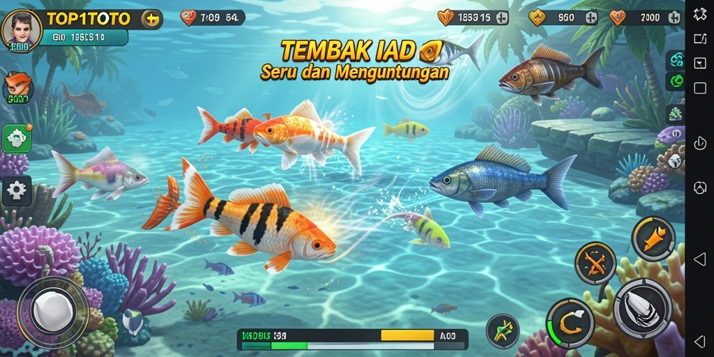 Gameplay seru saat menembak ikan di TOP1TOTO
