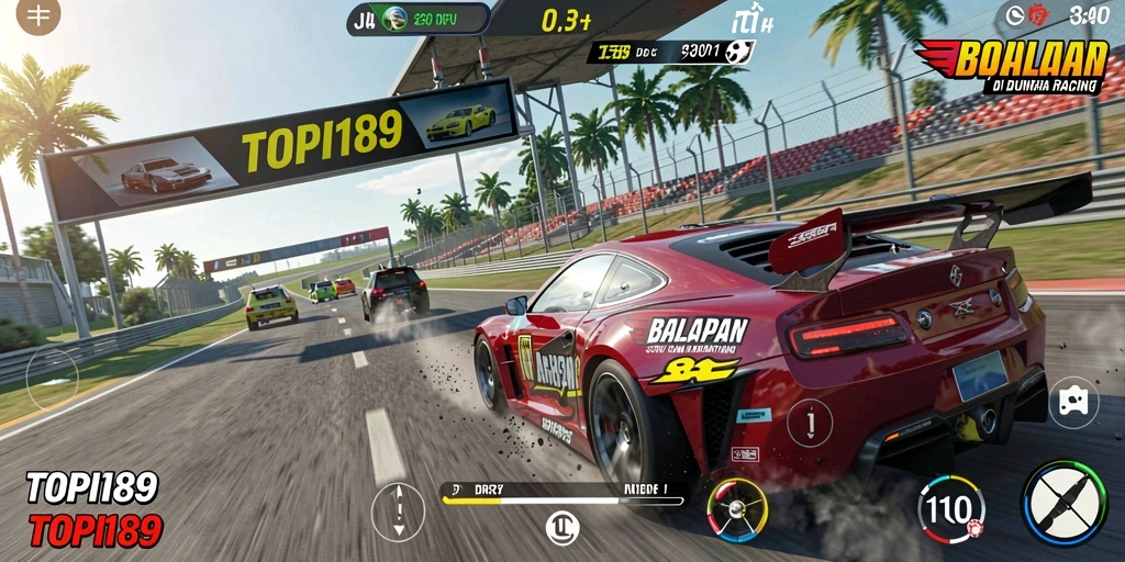 Gameplay seru dan menantang di TOPI189 dengan mobil balap terbaik.